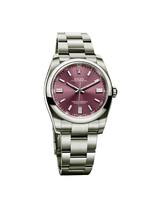 Rolex ‘Oyster' Perpetual in red grape dial (Price upon request) PHOTO: COURTESY ROLEX